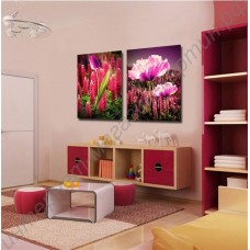 Модульная картина: розовые распустившиеся цветы, напечатанная на холсте